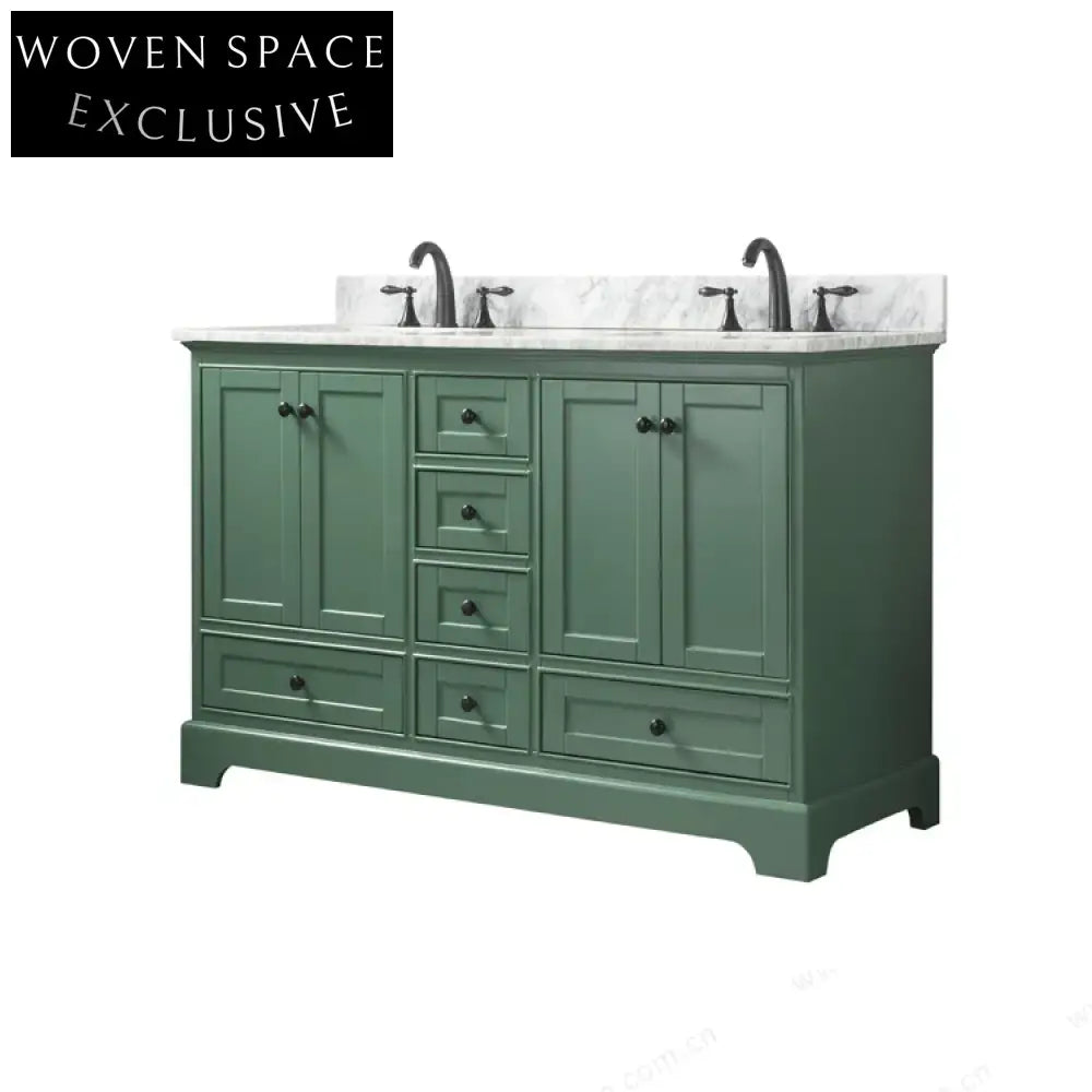 Elegant Solid Wood Bathroom Vanity Cabinet with Marble Top and Ceramic Sink