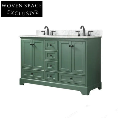Elegant Solid Wood Bathroom Vanity Cabinet with Marble Top and Ceramic Sink