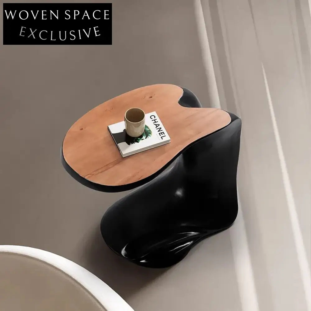 Elegant Solid Wood C-Shaped Sofa Side Table, Modern End Accent Table for Living Room