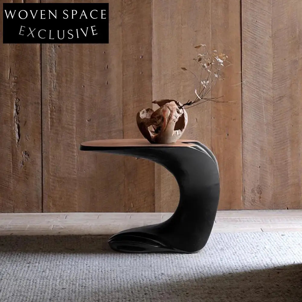 Elegant Solid Wood C-Shaped Sofa Side Table, Modern End Accent Table for Living Room