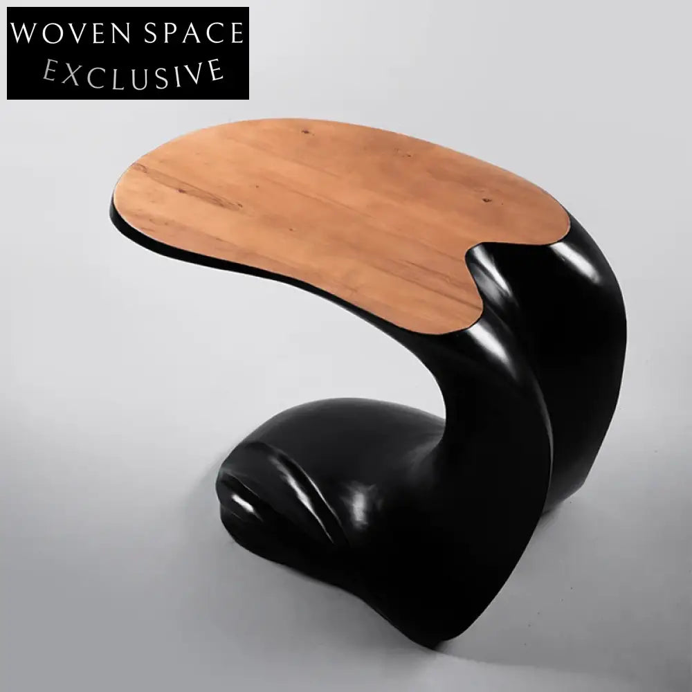 Elegant Solid Wood C-Shaped Sofa Side Table, Modern End Accent Table for Living Room