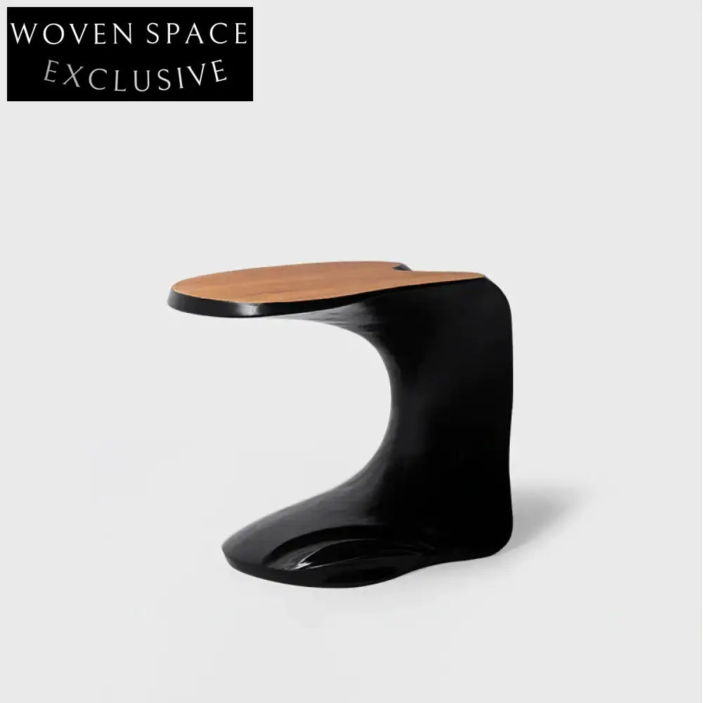 Elegant Solid Wood C-Shaped Sofa Side Table, Modern End Accent Table for Living Room