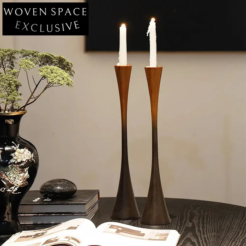 Elegant Solid Wood Candle Holder Stand, Modern Wedding Table Decor Accent