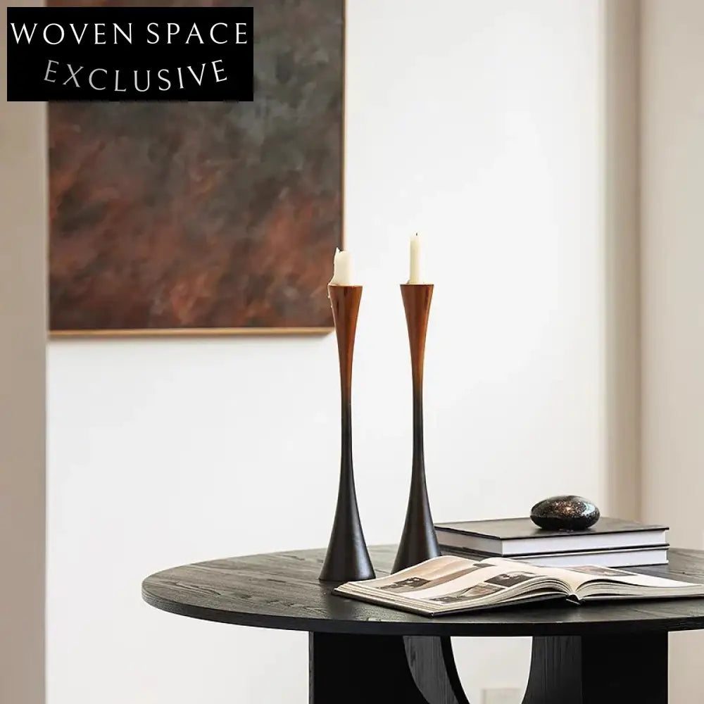 Elegant Solid Wood Candle Holder Stand, Modern Wedding Table Decor Accent