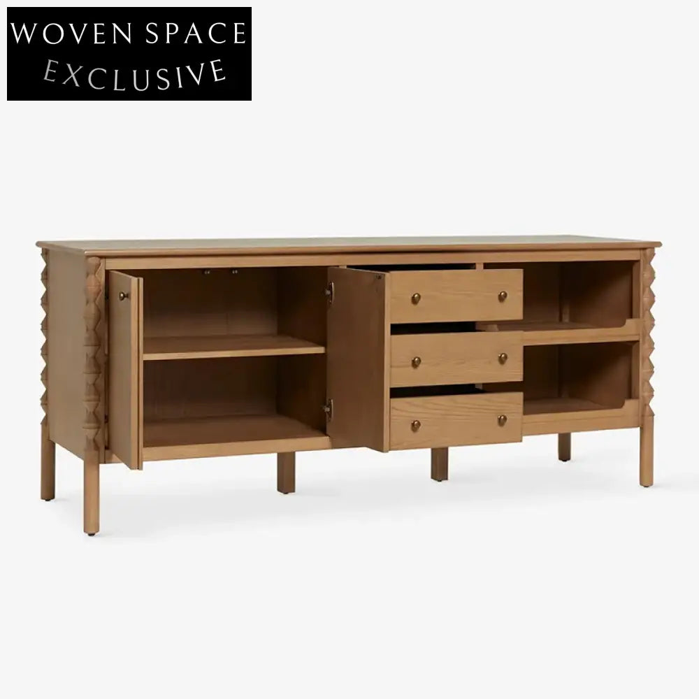 Elegant Solid Wood Console Cabinet with Ample Storage for Modern Homes