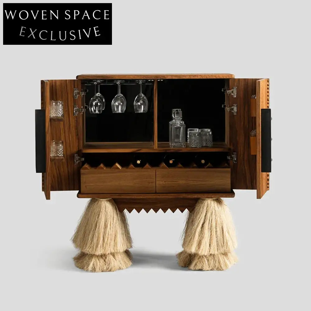 Elegant Solid Wood Console Cabinet with Two Drawers for Living Dining Room Storage