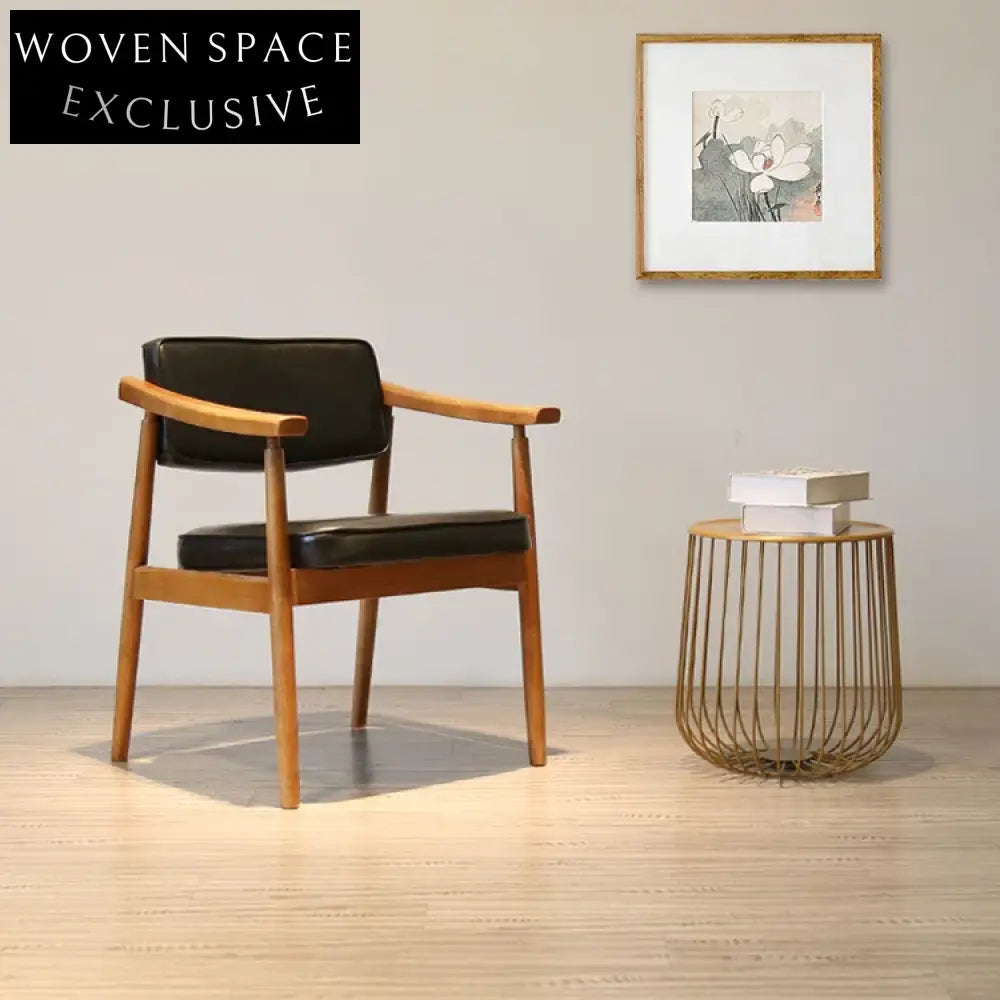 Elegant Solid Wood Dining Arm Chair with Faux Leather Cushion Seat