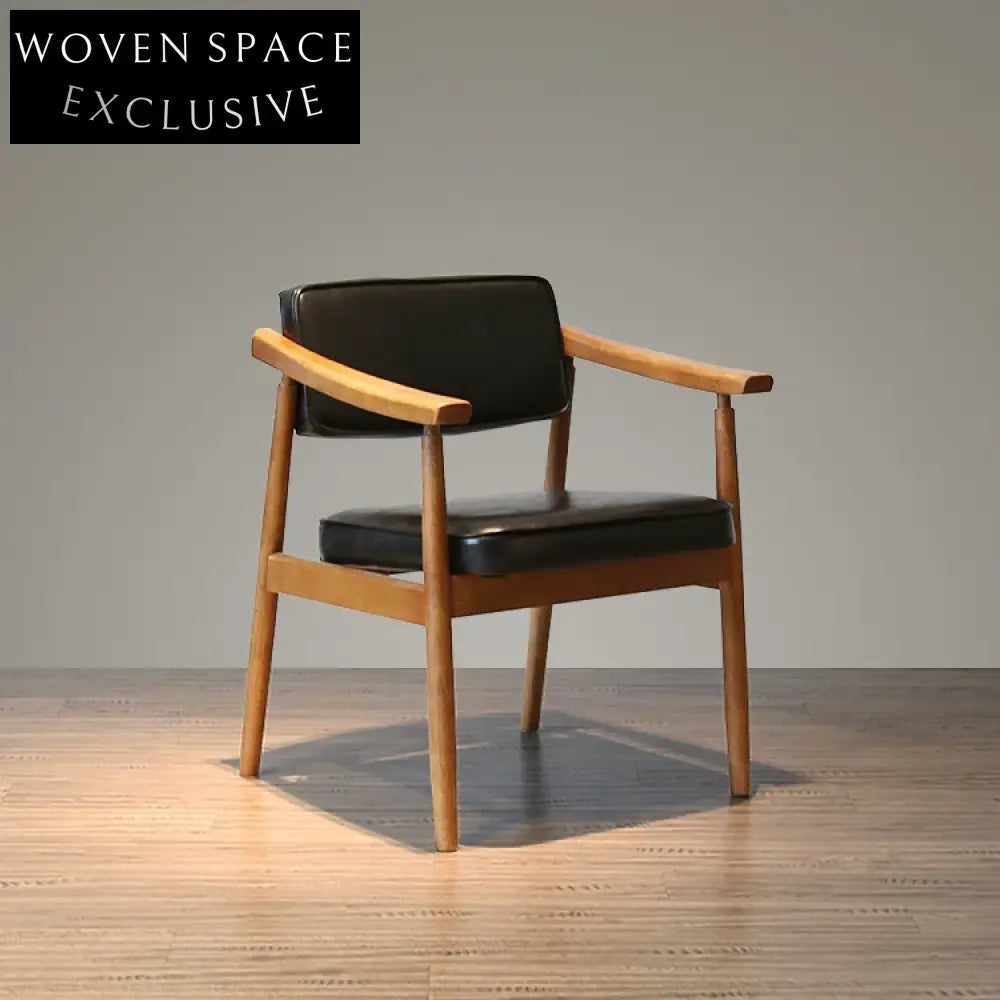 Elegant Solid Wood Dining Arm Chair with Faux Leather Cushion Seat