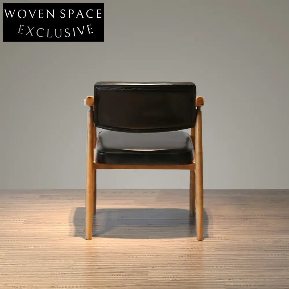 Elegant Solid Wood Dining Arm Chair with Faux Leather Cushion Seat