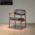Elegant Solid Wood Dining Arm Chair with Faux Leather Cushion Seat