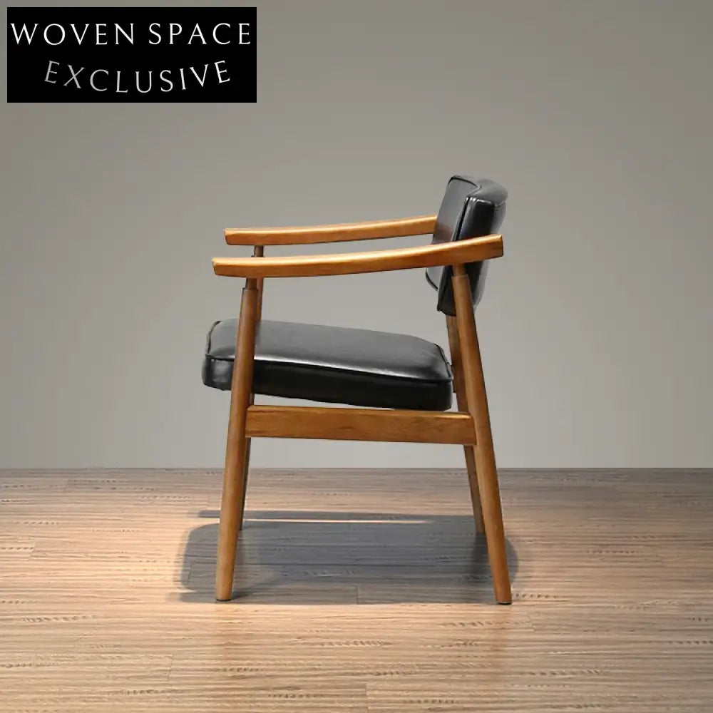 Elegant Solid Wood Dining Arm Chair with Faux Leather Cushion Seat