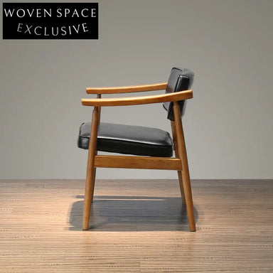 Elegant Solid Wood Dining Arm Chair with Faux Leather Cushion Seat