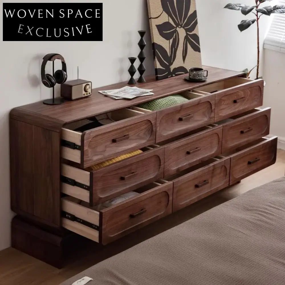 Elegant Solid Wood Dining Room Sideboard with Abundant Storage – Walnut Finish Cabinet