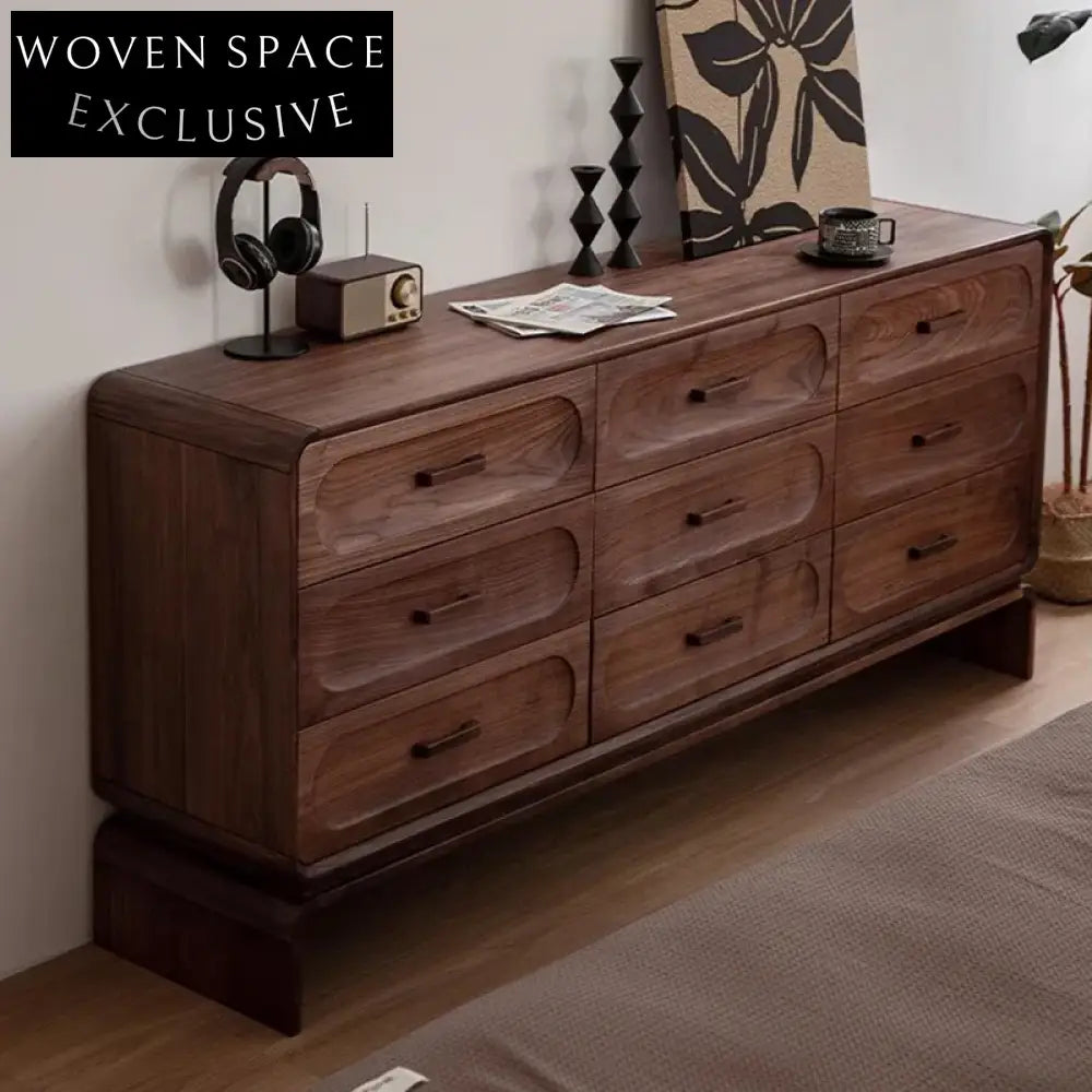 Elegant Solid Wood Dining Room Sideboard with Abundant Storage – Walnut Finish Cabinet