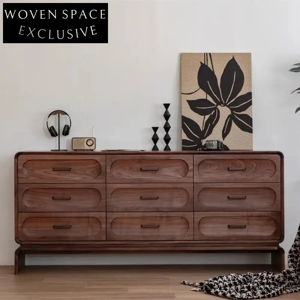 Elegant Solid Wood Dining Room Sideboard with Abundant Storage – Walnut Finish Cabinet