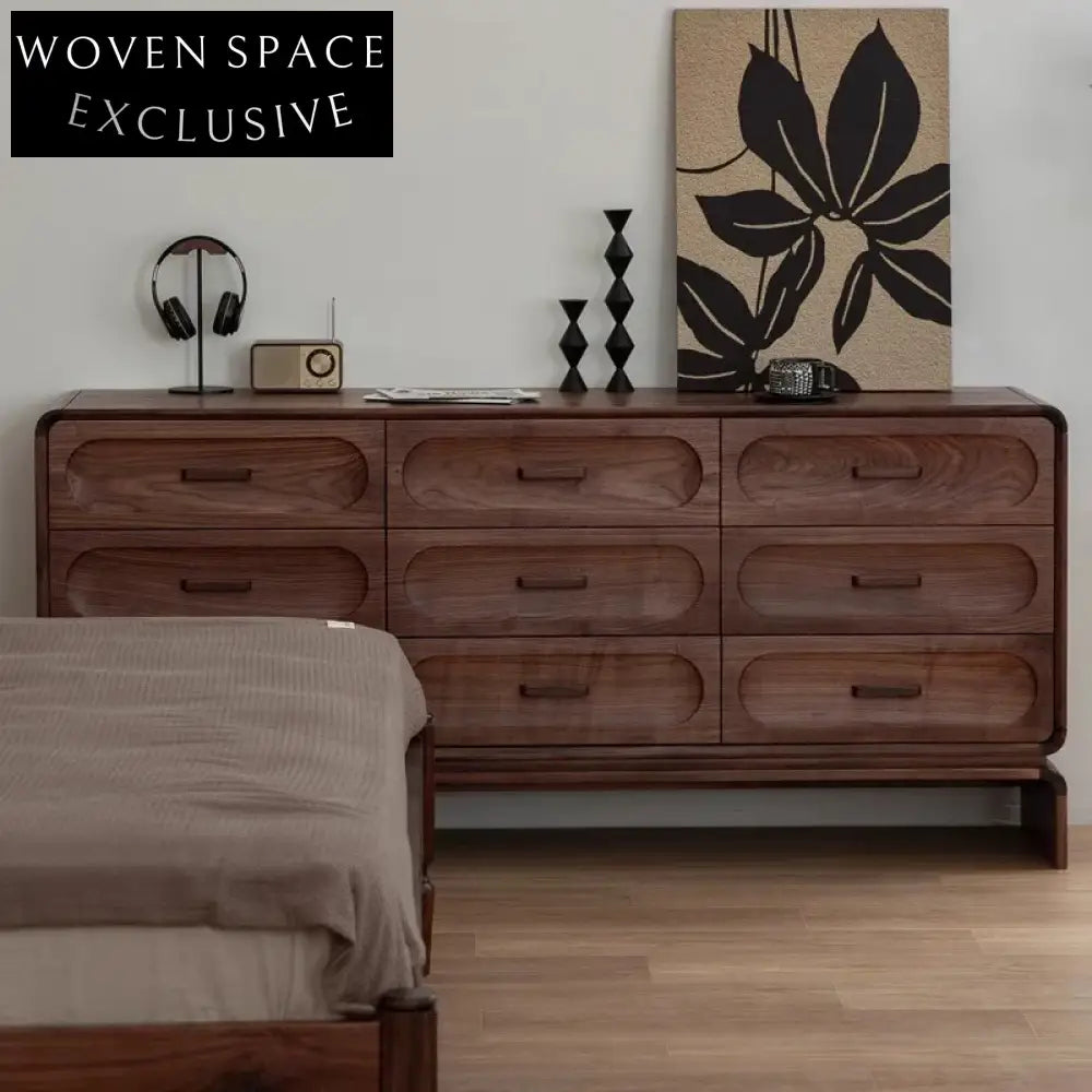 Elegant Solid Wood Dining Room Sideboard with Abundant Storage – Walnut Finish Cabinet