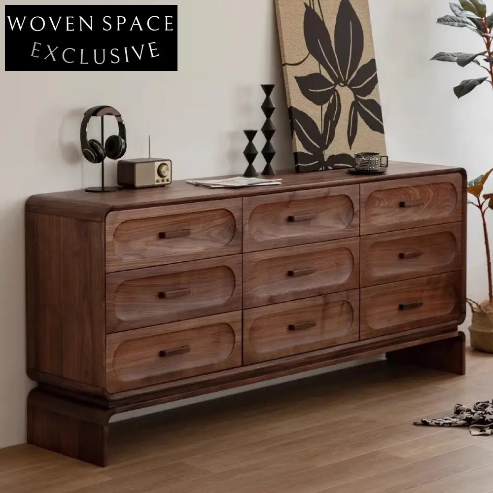 Elegant Solid Wood Dining Room Sideboard with Abundant Storage – Walnut Finish Cabinet