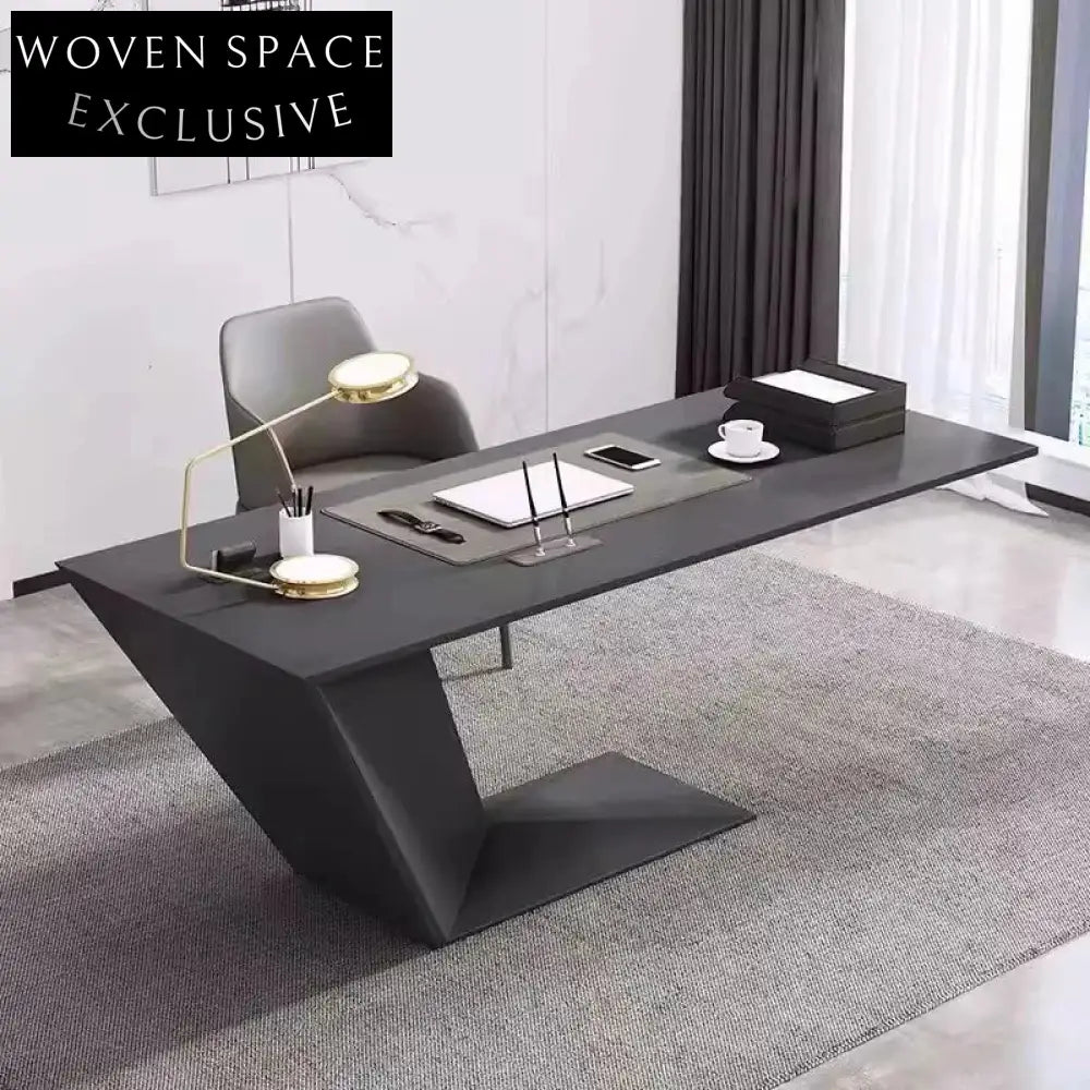 Elegant Solid Wood Executive Office Desk, Modern Luxury Style Home Workstation