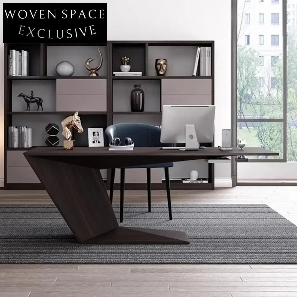 Elegant Solid Wood Executive Office Desk, Modern Luxury Style Home Workstation