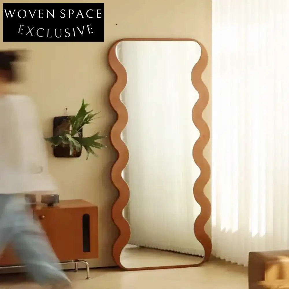 Elegant Solid Wood Full-Length Floor Mirror for Living Room Bedroom Decor