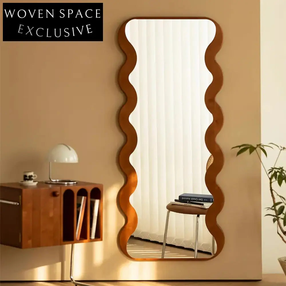 Elegant Solid Wood Full-Length Floor Mirror for Living Room Bedroom Decor