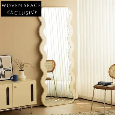 Elegant Solid Wood Full-Length Floor Mirror for Living Room Bedroom Decor