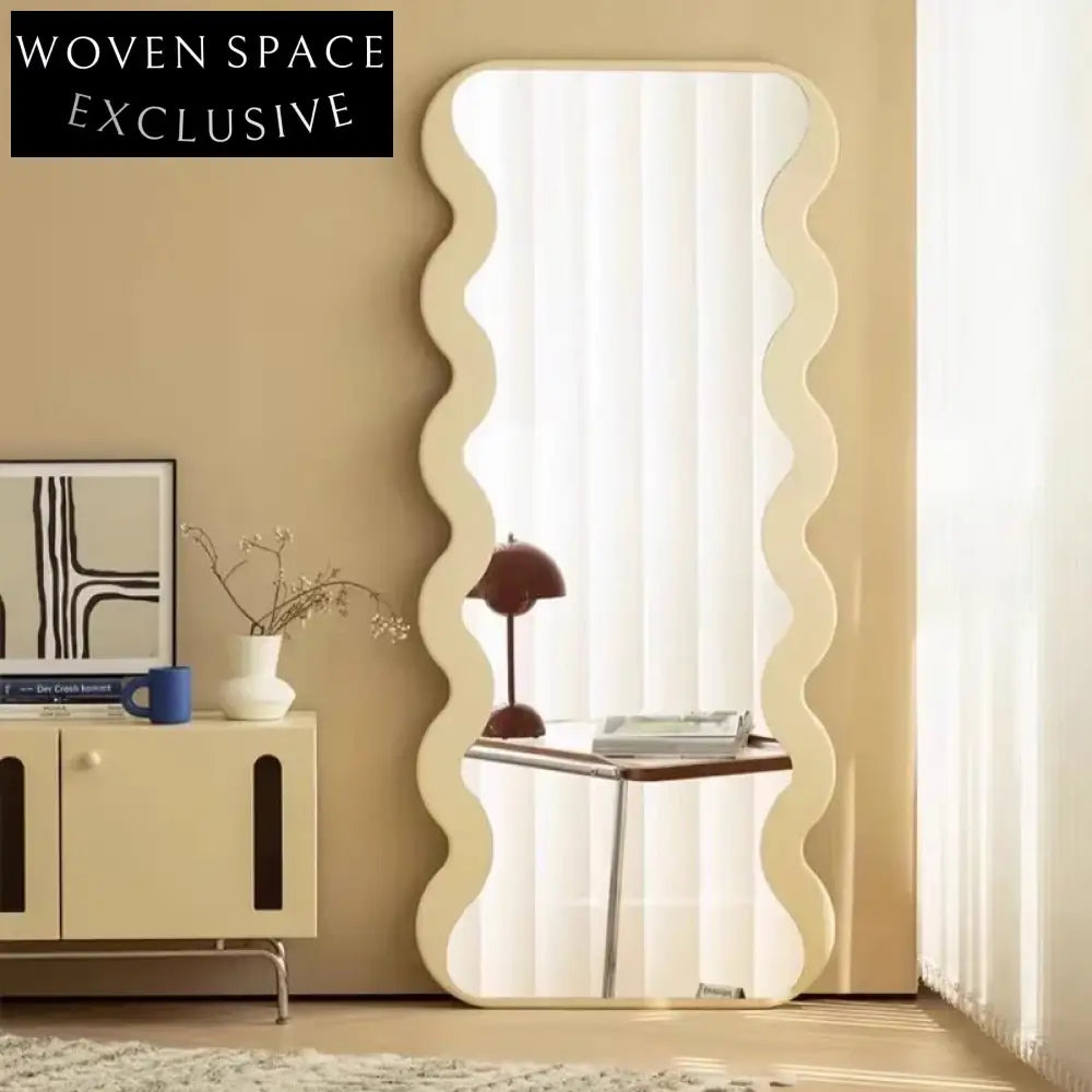 Elegant Solid Wood Full-Length Floor Mirror for Living Room Bedroom Decor