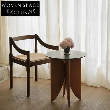 Elegant Solid Wood Handwoven Paper Rope Armrest Dining Chair