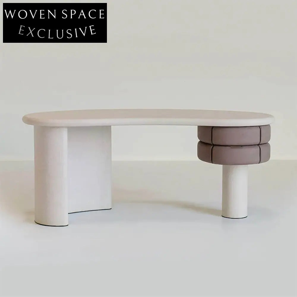 Elegant Solid Wood Home Office Desk with Natural Marble Top