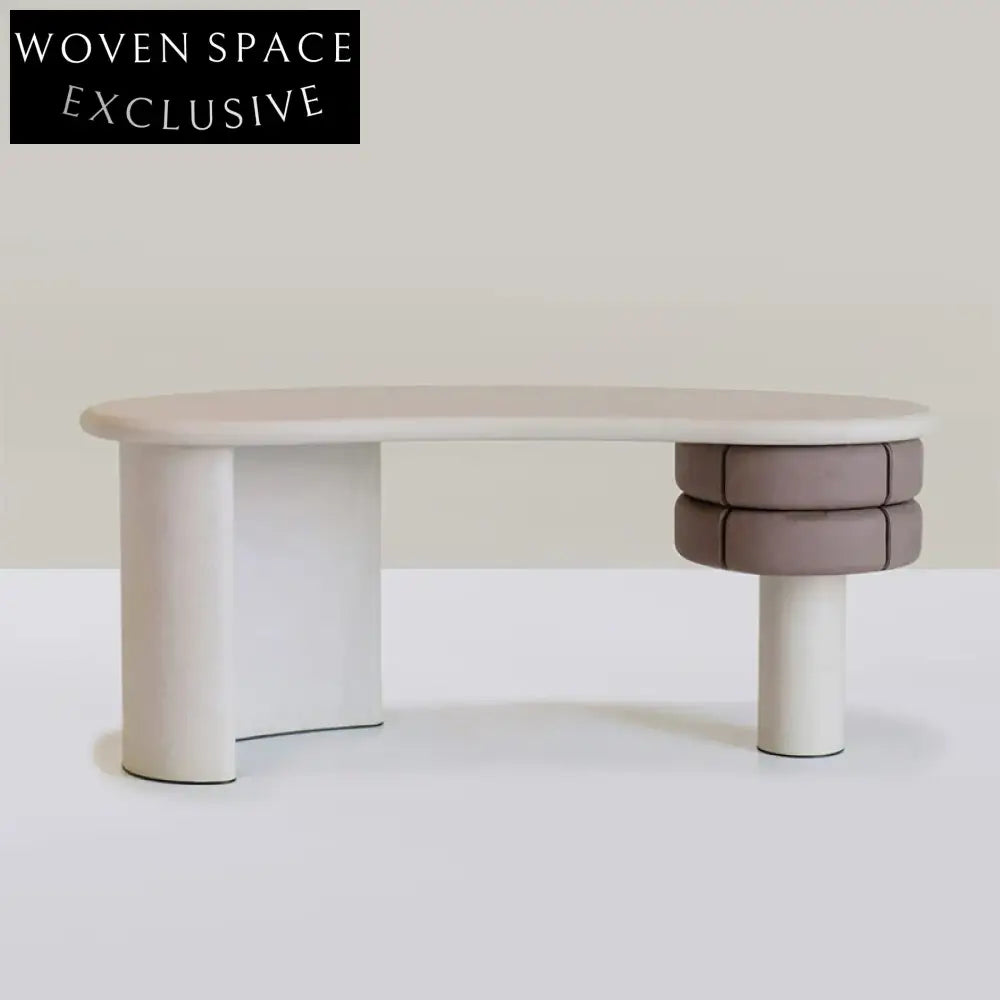 Elegant Solid Wood Home Office Desk with Natural Marble Top