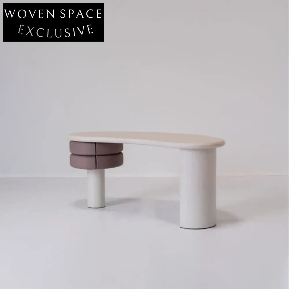 Elegant Solid Wood Home Office Desk with Natural Marble Top