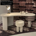 Elegant Solid Wood Home Office Desk with Natural Marble Top