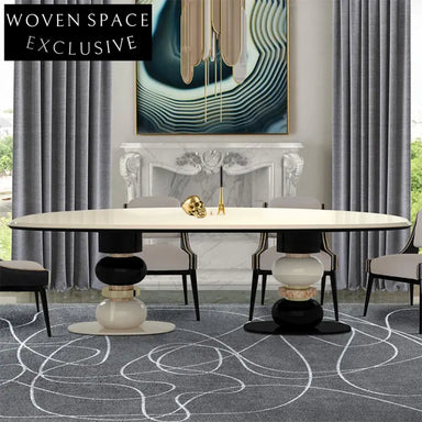 Elegant Solid Wood Living Room Modern Dining Table with Unique Base Design