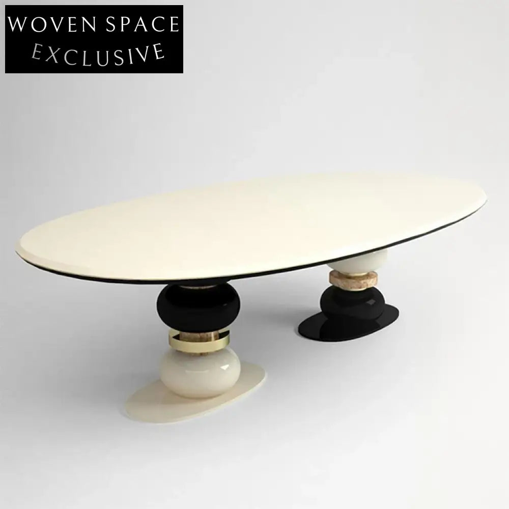 Elegant Solid Wood Living Room Modern Dining Table with Unique Base Design