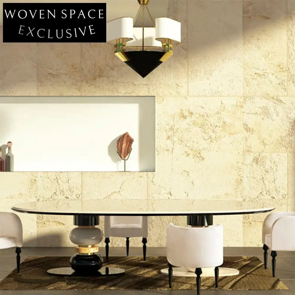 Elegant Solid Wood Living Room Modern Dining Table with Unique Base Design