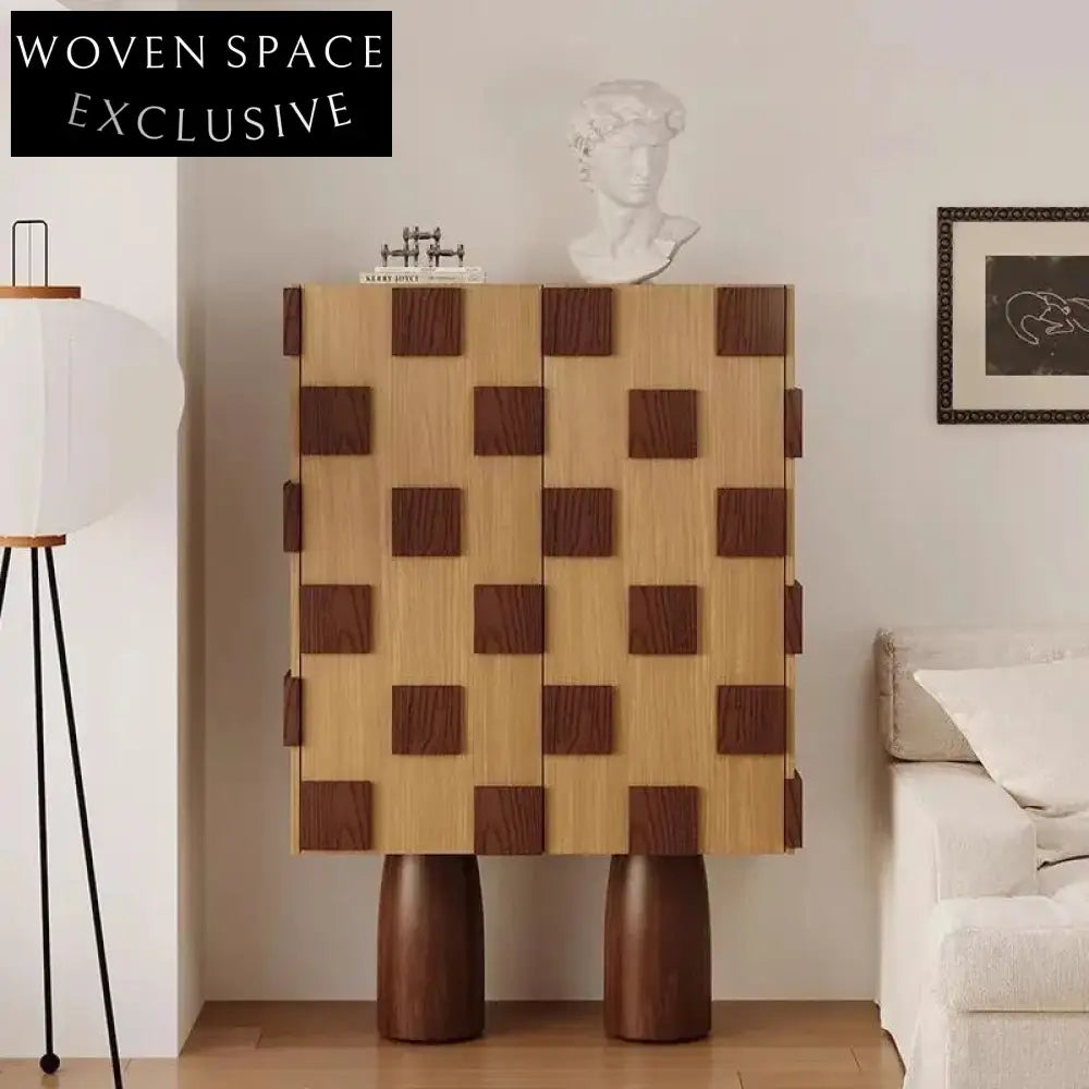 Elegant Solid Wood Modern Display Cabinet with Wine Storage & Glass Doors