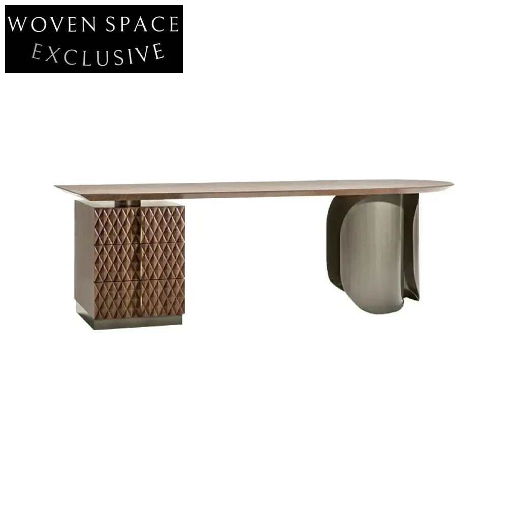 Elegant Solid Wood Office Desk with Side Cabinet, Italian Dressing Table