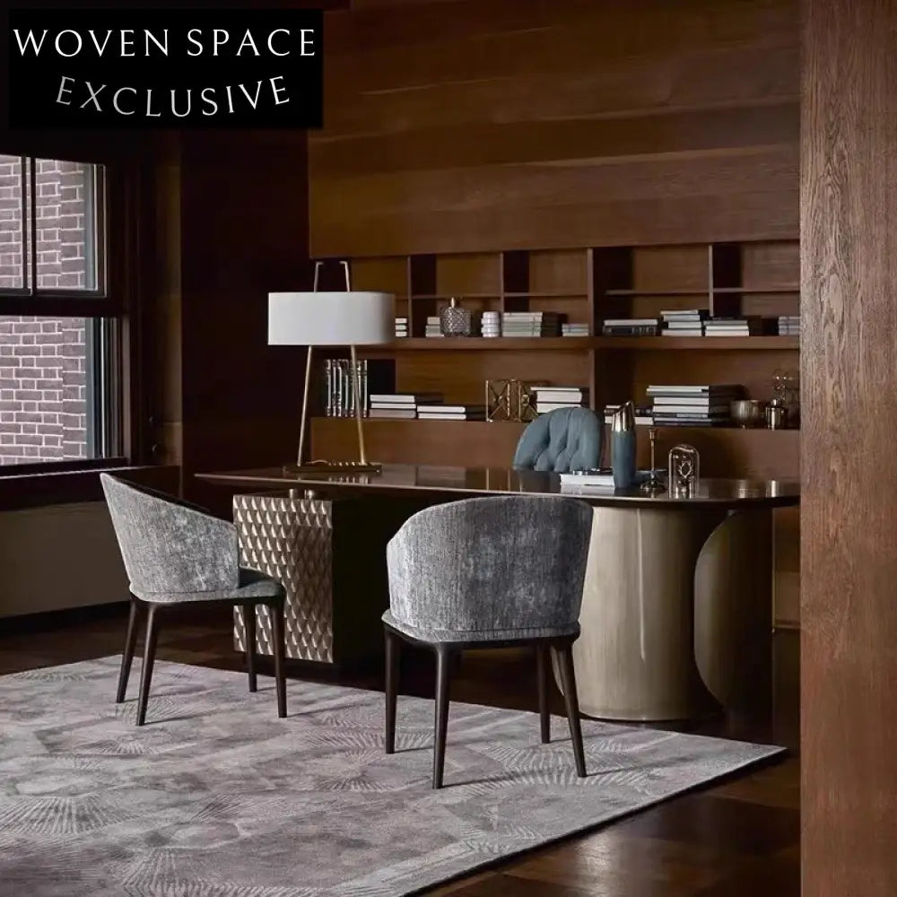 Elegant Solid Wood Office Desk with Side Cabinet, Italian Dressing Table