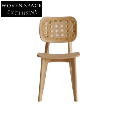 Elegant Solid Wood Rattan Dining Chair - Natural Cane Restaurant & Hotel Seating