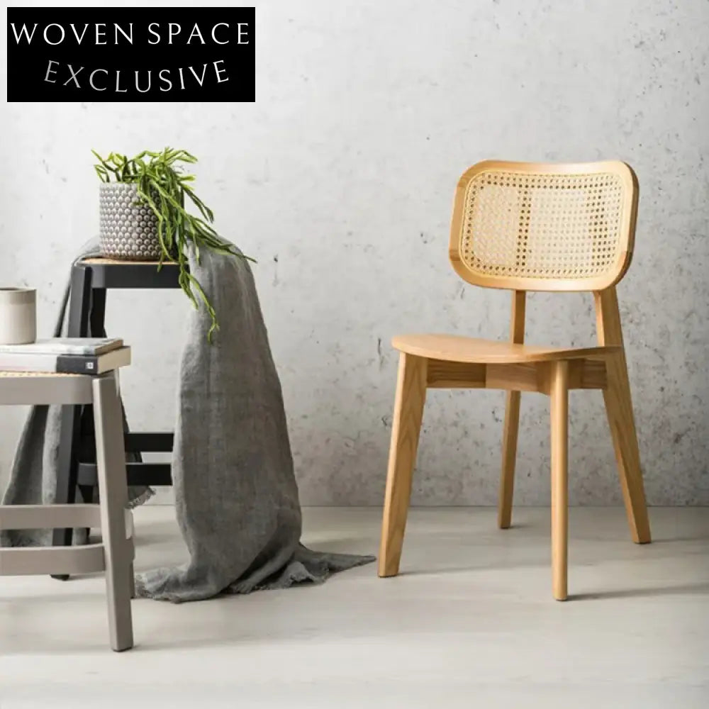 Elegant Solid Wood Rattan Dining Chair - Natural Cane Restaurant & Hotel Seating