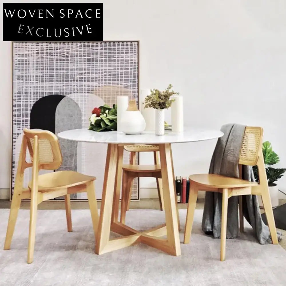 Elegant Solid Wood Rattan Dining Chair - Natural Cane Restaurant & Hotel Seating