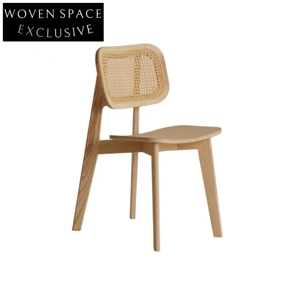 Elegant Solid Wood Rattan Dining Chair - Natural Cane Restaurant & Hotel Seating