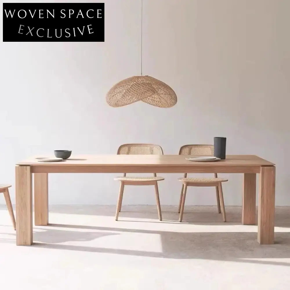 Elegant Solid Wood Rectangular Dining Table with Natural Finish for Modern Homes