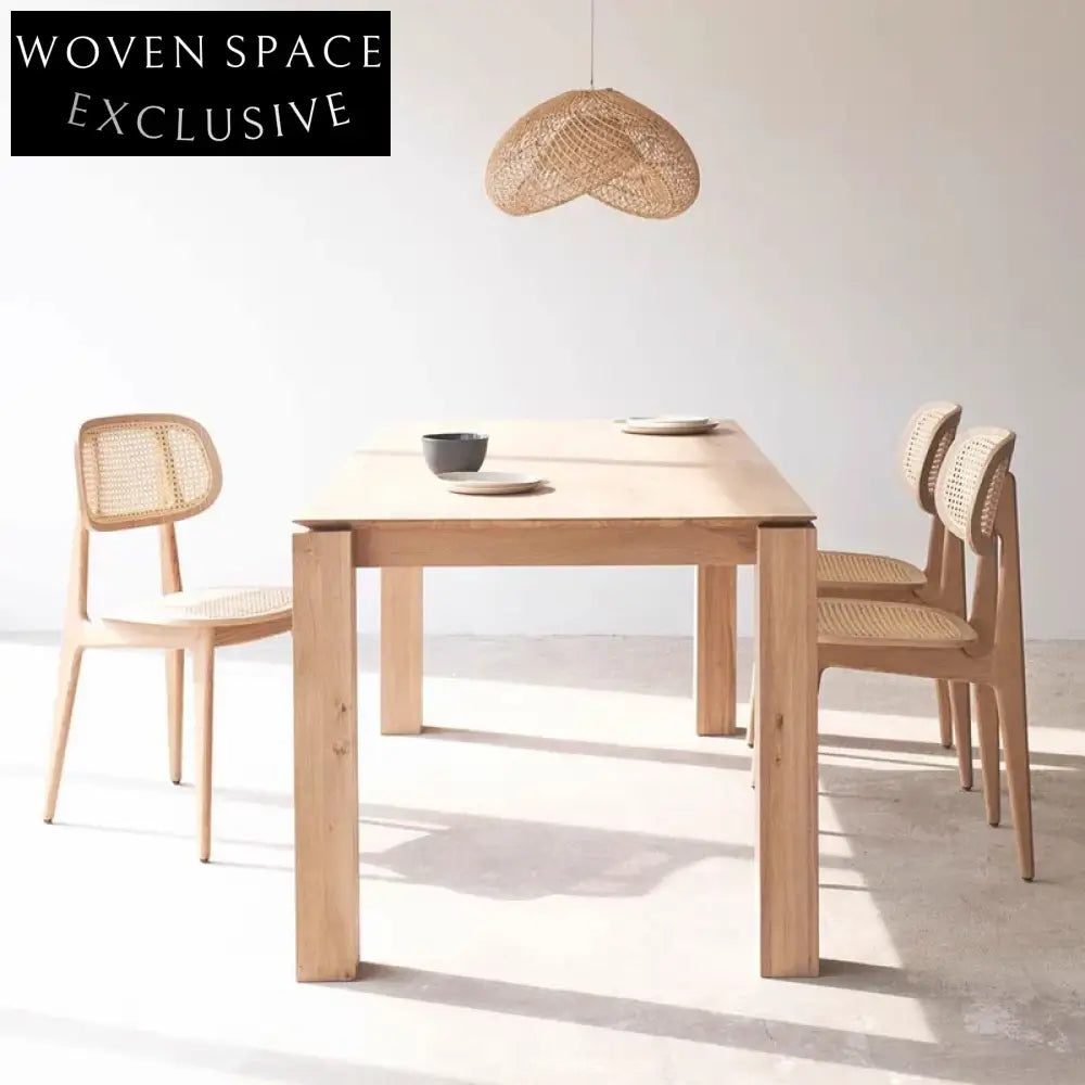 Elegant Solid Wood Rectangular Dining Table with Natural Finish for Modern Homes