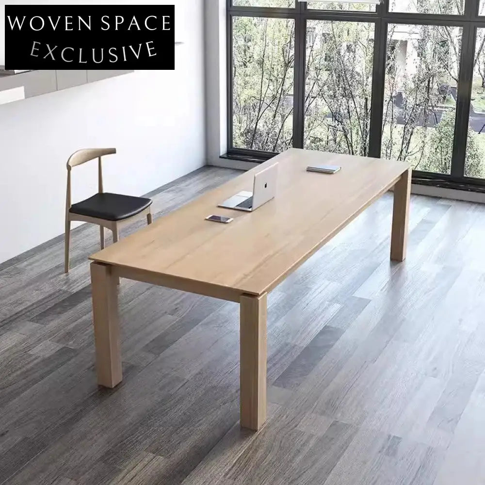 Elegant Solid Wood Rectangular Dining Table with Natural Finish for Modern Homes