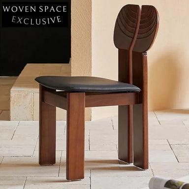 Elegant Solid Wood Retro Dining Chair with Leather Upholstery for Homes