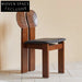 Elegant Solid Wood Retro Dining Chair with Leather Upholstery for Homes