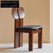 Elegant Solid Wood Retro Dining Chair with Leather Upholstery for Homes