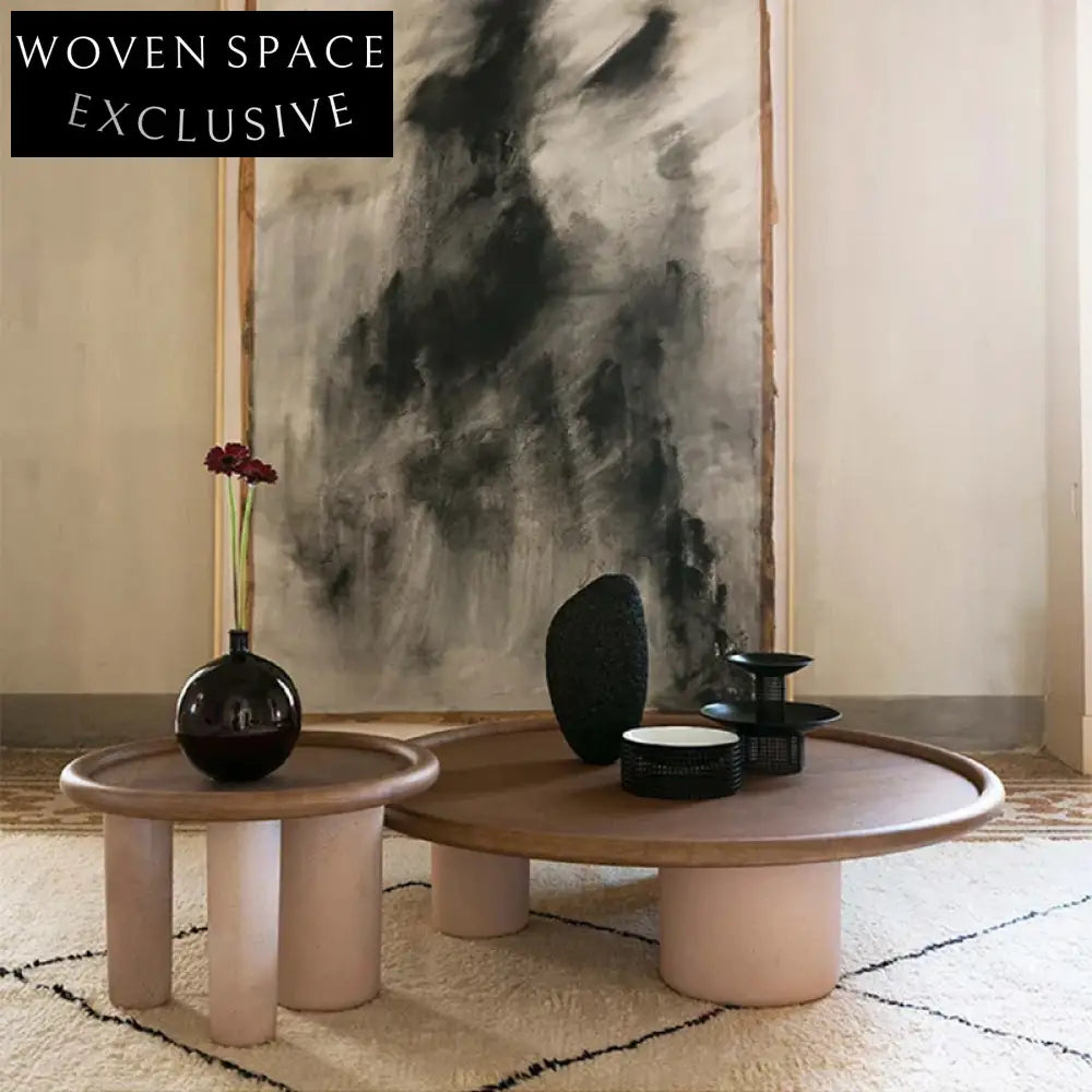 Elegant Solid Wood Round Coffee Tables - Modern Nordic Living Room Centerpiece