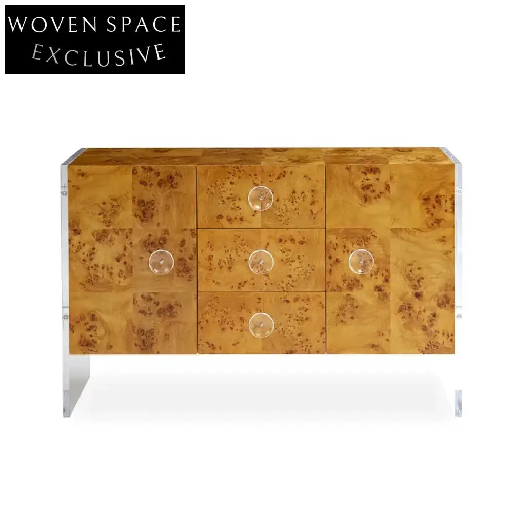 Elegant Solid Wood Sideboard with Drawers, Modern Dining Room Storage Cabinet